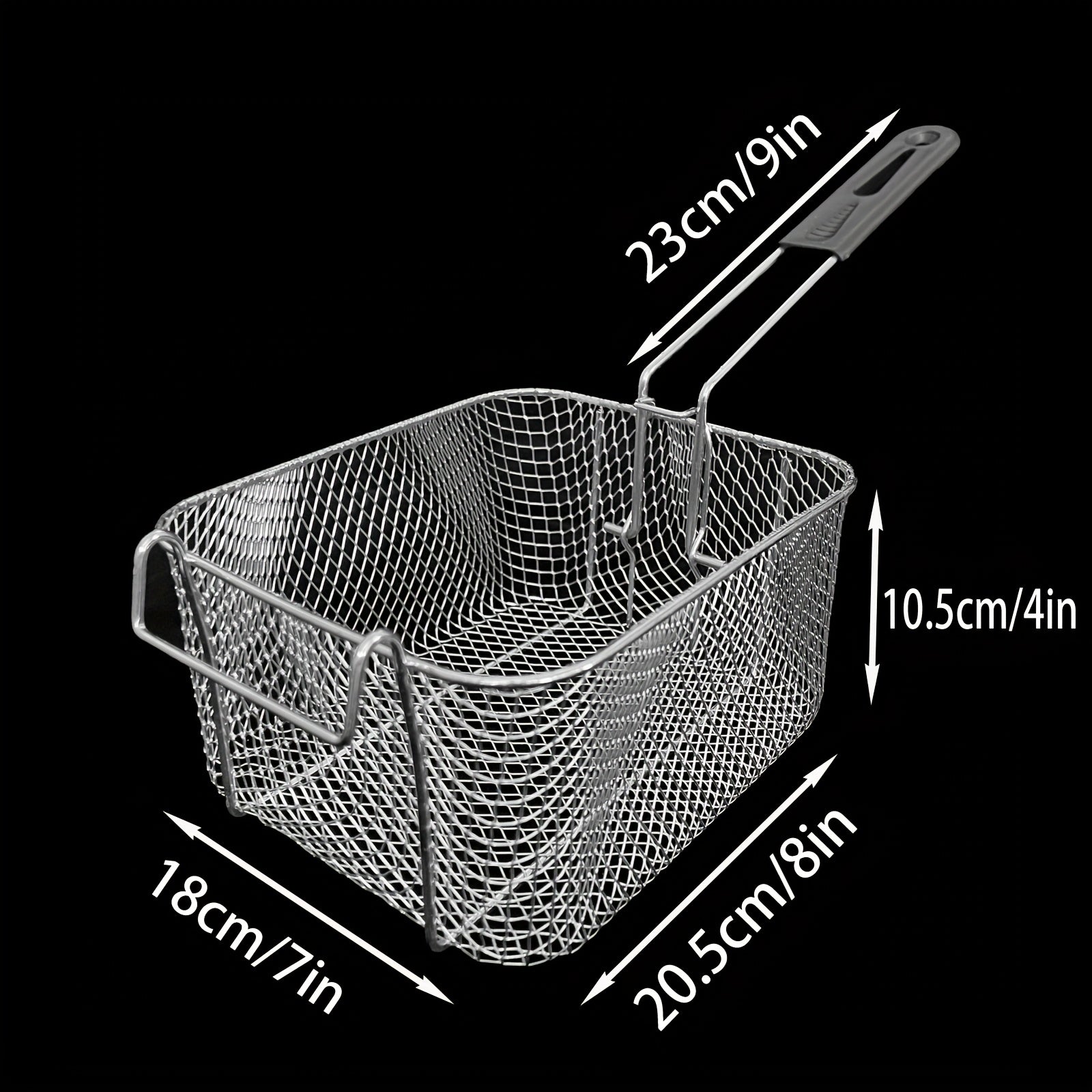 Stainless Steel Frying Basket with a Foldable Handle, Heat-Resistant Mesh, Suitable for Frying French Fries, Chicken Wings, And Snacks, Easy to Clean, a Cooking Tool for Both Home And Commercial Kitchens.
