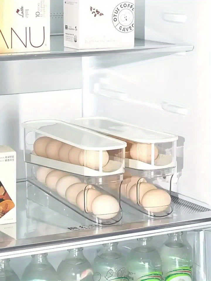 Adjustable Rolling Egg Holder for Refrigerator Door, Stackable, Durable Plastic, Fits 18 Eggs, with No Battery Required, for Kitchen Organization Accessory