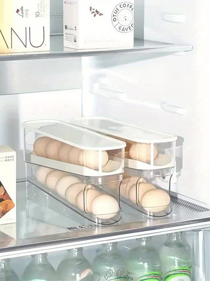 EggRoll LK — Porta Huevos Ajustable con Ruedas para Puerta de Refrigerador (Plástico Resistente, Apilable, Capacidad para 18 Huevos)