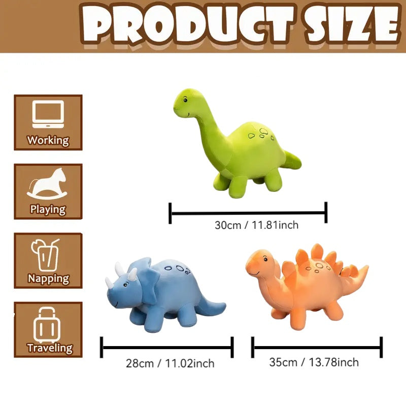 Dino Trio — Set de 3 Peluches de Dinosaurios