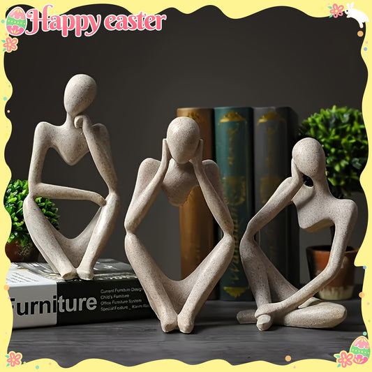 MindForm Trio — Set de 3 Esculturas Abstractas de Pensadores en Resina