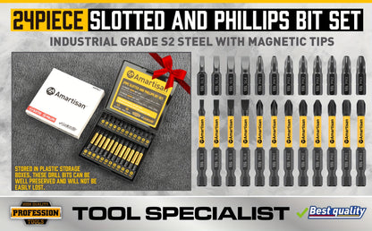 AMARTISAN ProBit 24 — Set of 24 Screwdriver and Drill Bits in S2 Steel
