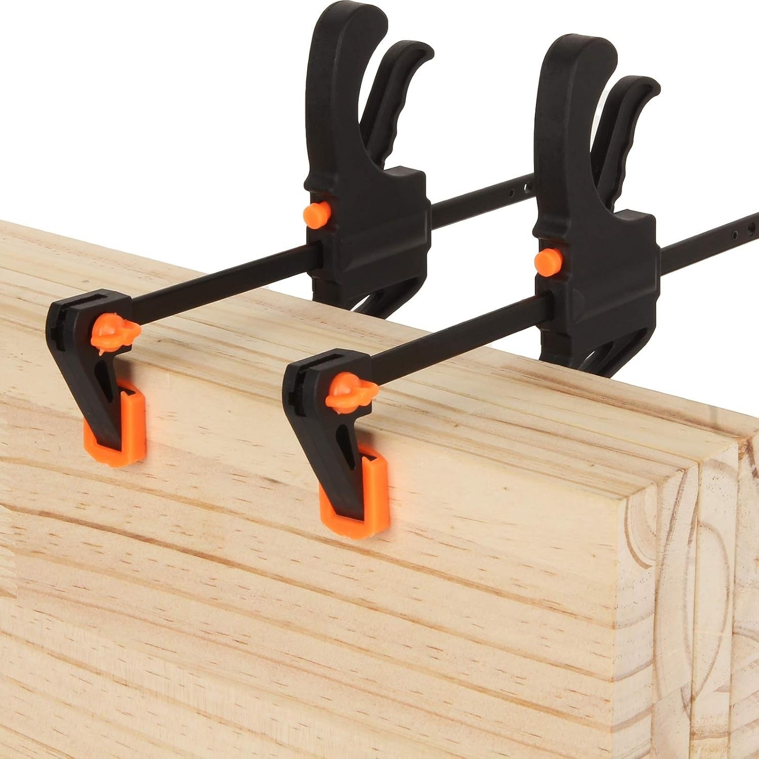 4pcs Woodworking Quick Clamps - Easy One-Hand Operation, 4-Inch Mini Ratchet Clamp with Dual Orange Trigger Handles, Metal Structure, Suitable for Crafts and Wood Glue, Carpentry Tools