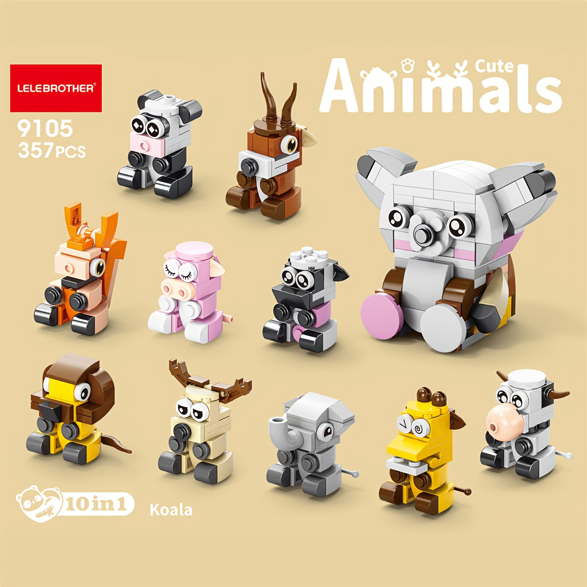 10-in-1 Mini Cute Pet Series Building Blocks Set, Christmas Gift Assembly Toy, Pet Model Puzzle Kit, Holiday Birthday Present, Halloween Thanksgiving Tabletop Decor, 10 Small Models or Combine into 1 Large Design, 10 Boxes