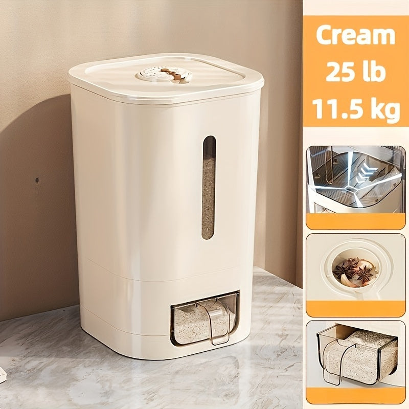 Airtight Food Storage Bin with Cup - 6.35/11.34 KG Sizes, Moisture & Pest Resistant for Rice, Grains, Pet Food - Kitchen Must-Have & Holiday Present, Rice Container Storage, Food Storage Containers, Rice Storage, Rice Storage