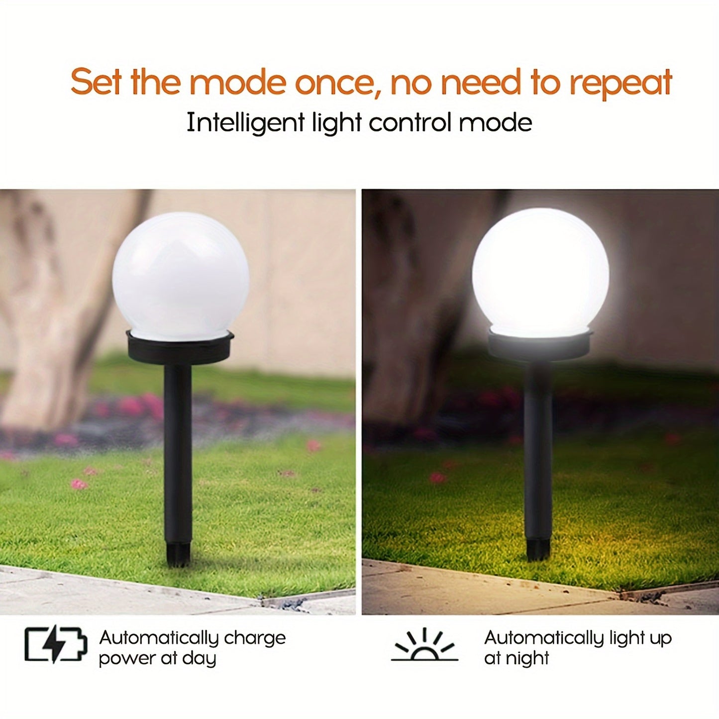 LumiSphere HB — Set de 8 Lámparas Solares LED Esféricas para Jardín (Blanco, Encendido Automático)