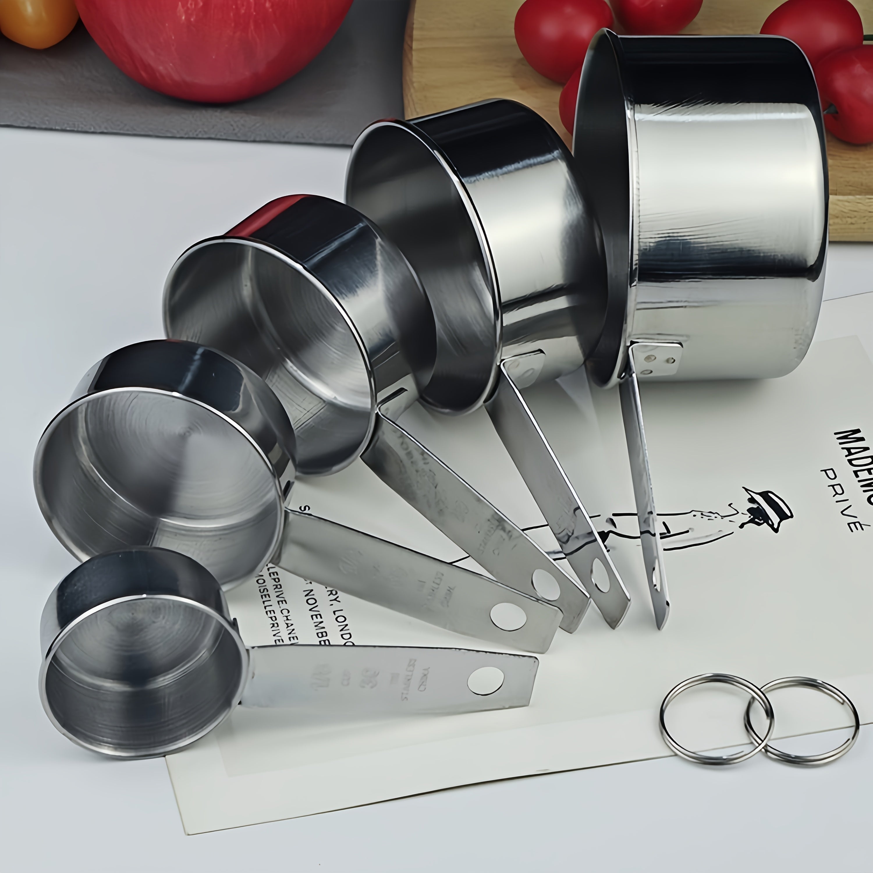 10pcs Set of Rolled Edge Measuring Cups, 5pcss Measuring Spoons + 5pcss Measuring Cups, Stackable Stainless Steel Measuring Cups And Spoons, Can Be Used for Dry Food Or Liquids, Kitchen Gadgets for Cooking And Baking, Kitchen