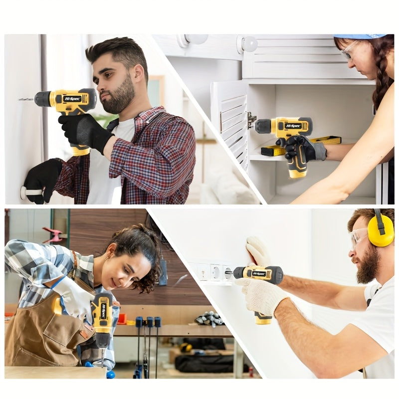 Hi-Spec 8V Cordless Electric Tool Set with Lithium-Ion Battery & Charger, Cordless Drill/Driver, Impact Driver, Screwdriver Kit, Wrench Set, Impact Socket Set, Torx Bits, Power Tool Kit with Carrying Case - Heavy-Duty All-in-