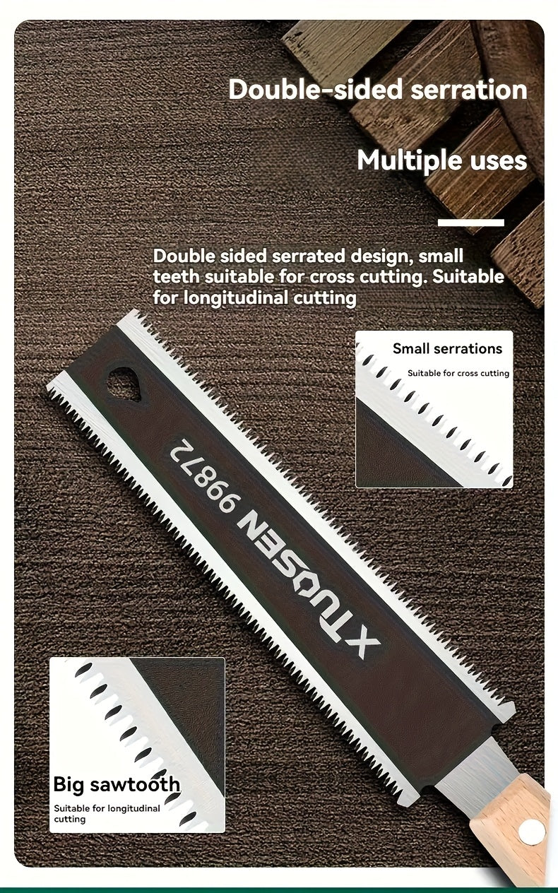 A Set of Three Japanese Saws, Including a Hand Saw, Double-Sided Saw, Three-Speed Saw, Mortise Saw, Fine-Toothed Hardwood Saw, Small Hand Saw, Fine Saw, And Fine Mortise Hand Saw. These Woodworking Tools Are Designed for Flus