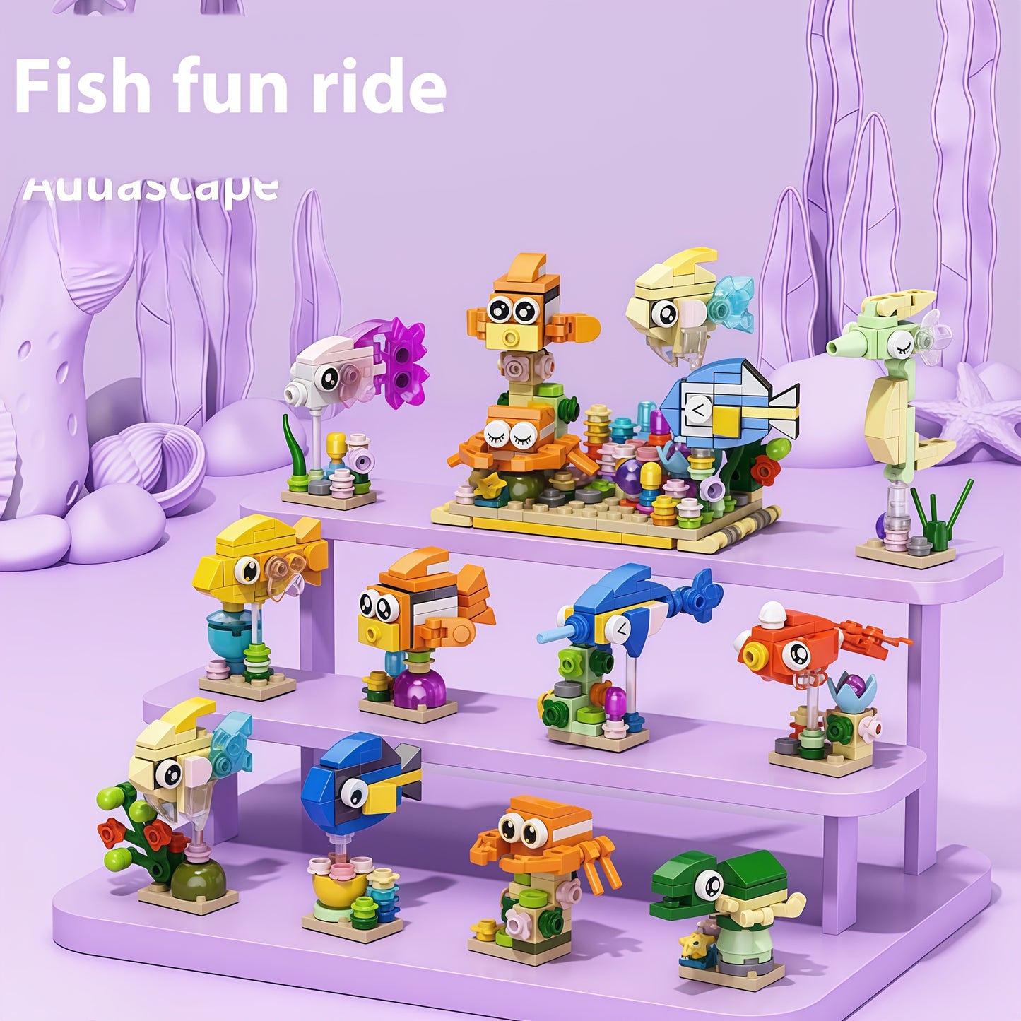 AquaBuild JB — Set de Construcción 10-en-1 con Peces Marinos (344 Piezas, Colores Mixtos)