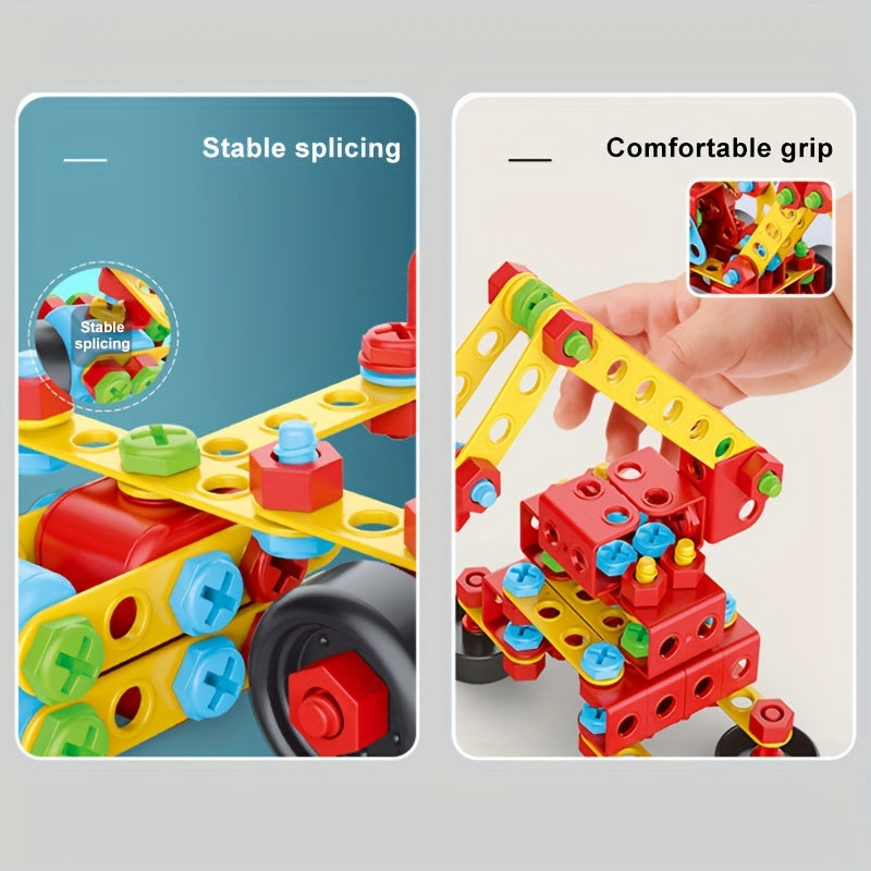 TecnoBloques RK — Set de Construcción con Tornillos y Herramientas (287 Piezas, Color Rojo, Tema Geométrico)