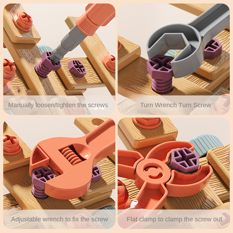 Kids STEM Learning Tool Kit with Screwdriver & Nut Wrenches - Hands-On Mechanical Puzzles, Building Blocks, and Educational Toys for Boys & Girls, Enhances Fine Motor Skills & Problem-Solving Abilities, Interactive Playtime,