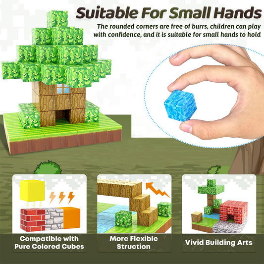 MagnoSelva YB — Set of Magnetic Sensory Cubes with Primitive Forest Theme (ABS Material, Mixed Colors)