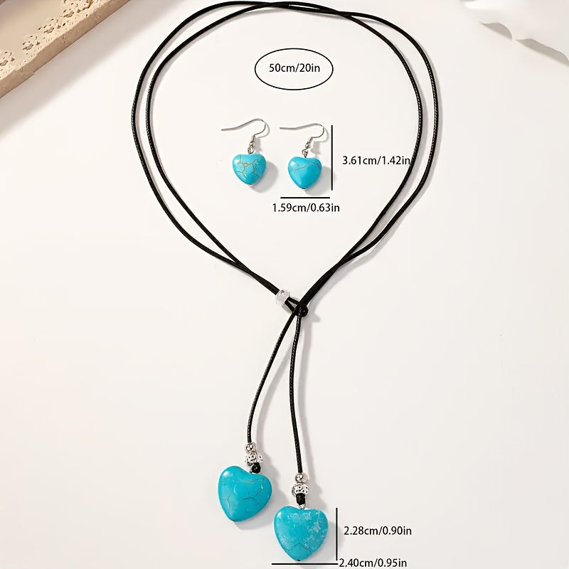 Boho Heart — Set de Collar y Aros Vintage con Corazón