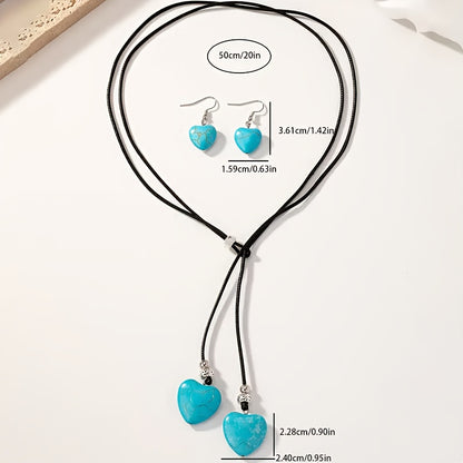 Boho Heart — Set de Collar y Aros Vintage con Corazón