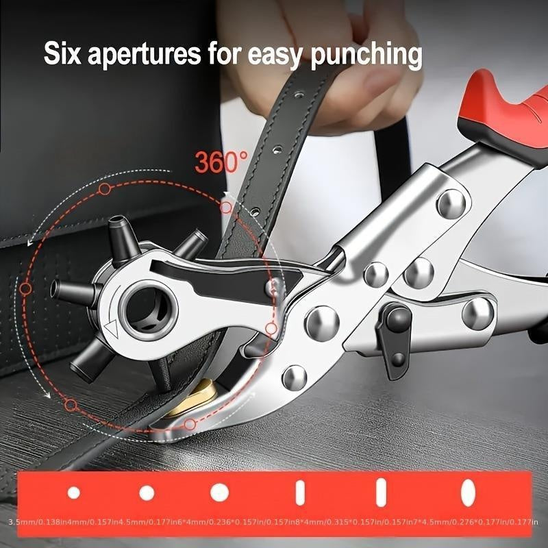 PunchPro Red — Pinza Perforadora Giratoria para Cuero Sintético y Manualidades