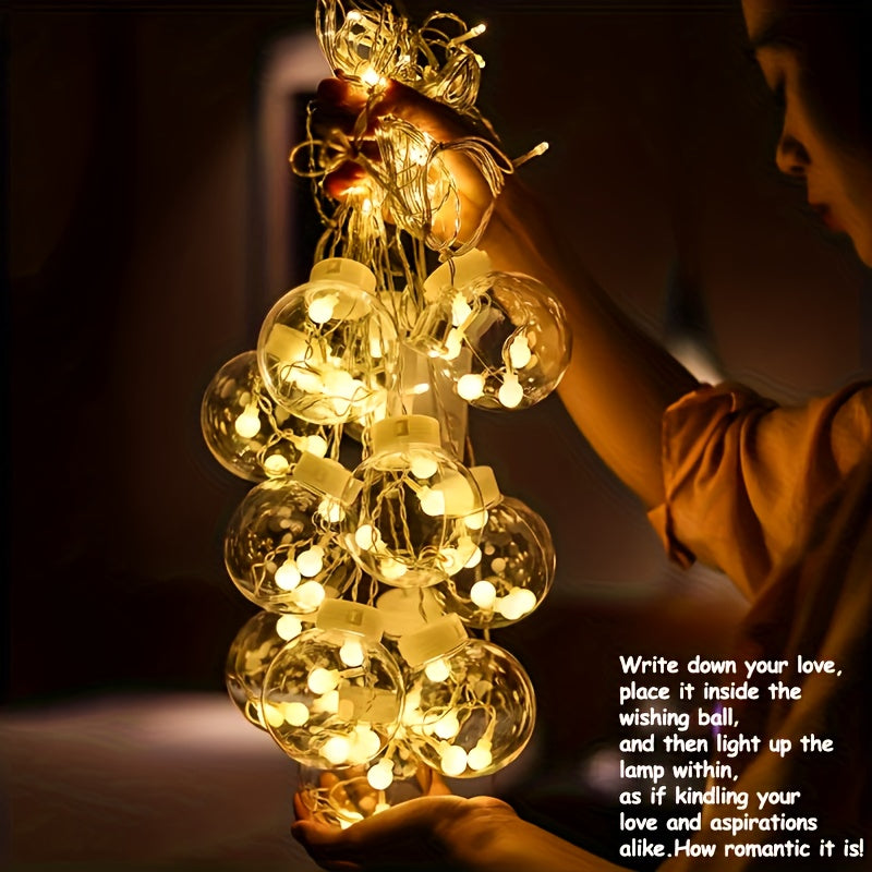 3.0 meter Fairy Light String with 108 LED Bulbs - 12 Clear Spherical Lights, Battery-Powered, No Plug Needed, Wall-Mounted, Perfect for Christmas, Valentine&Apos;S Day, Birthdays, And Indoor Holiday Decor, Indoor Holiday Deco