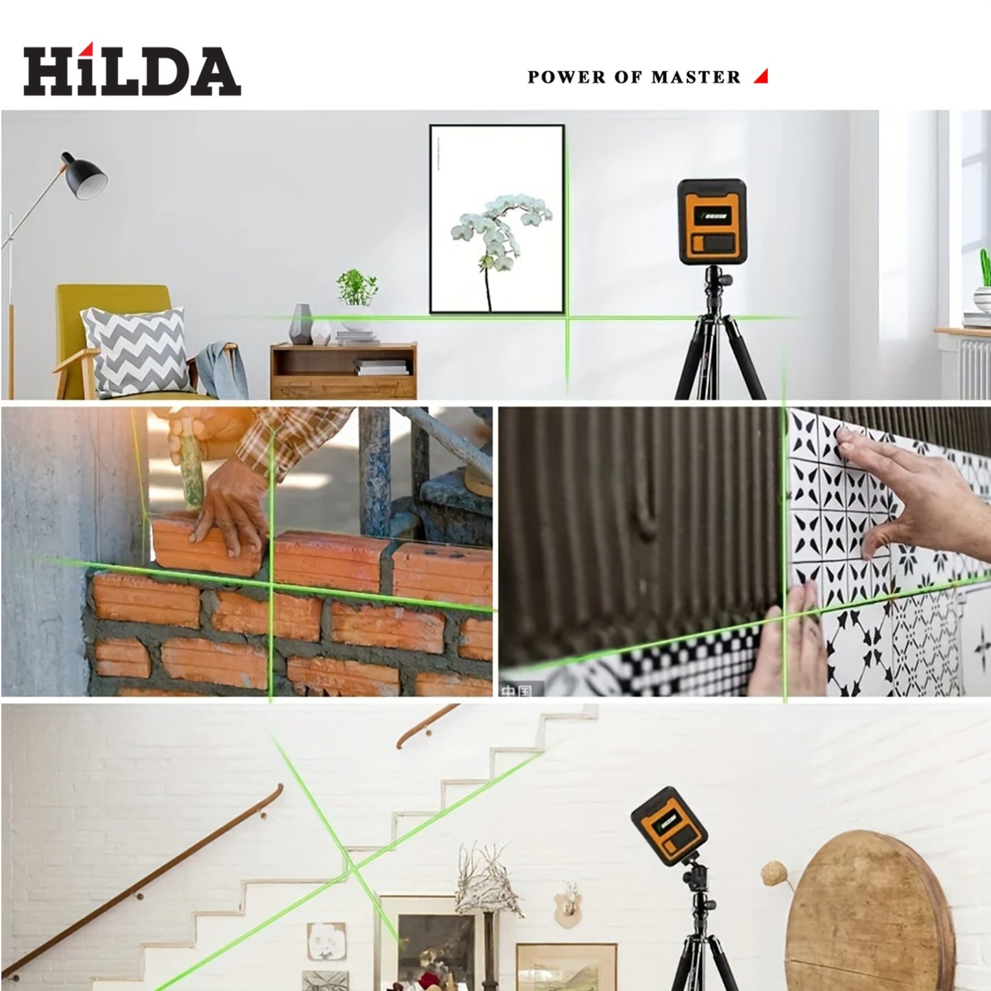 LaserLine FT — Nivel Láser Mini de 2 Líneas (Autonivelante, Haz Verde Ultra Brillante, Marca HILDA)