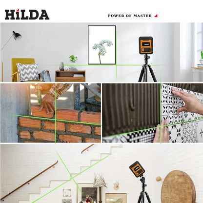 LaserLine FT — Nivel Láser Mini de 2 Líneas (Autonivelante, Haz Verde Ultra Brillante, Marca HILDA)