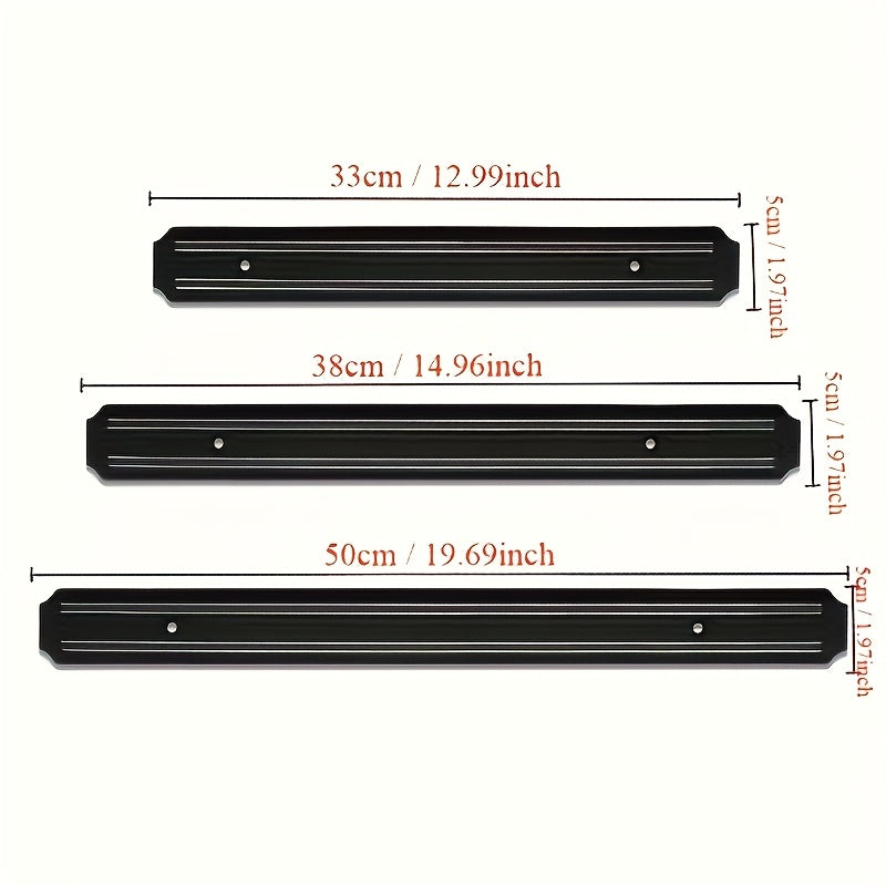 8-Tool Capacity Black Magnetic Wall Mounted Knife Rack - Stylish Kitchen Organizer for Knives, Scissors & More - Durable Plastic, Perfect for Home & Restaurant Use, Kitchen Organization | Modern Kitchen Accessory | Durable Pl