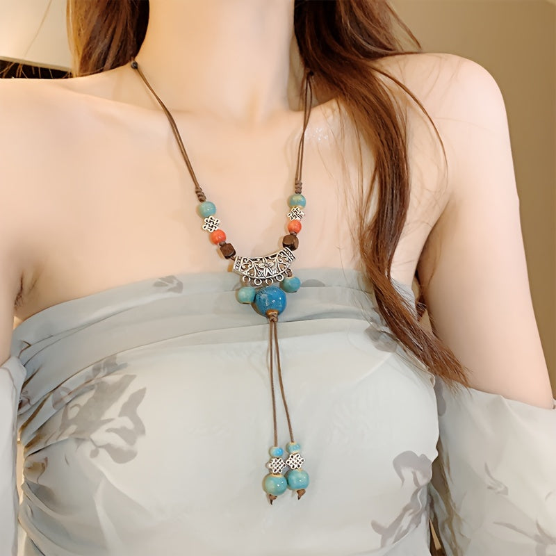 BohoLuz YF — Collar Ajustable con Cuentas de Colores (Estilo Vintage-Boho, Aleación de Zinc)