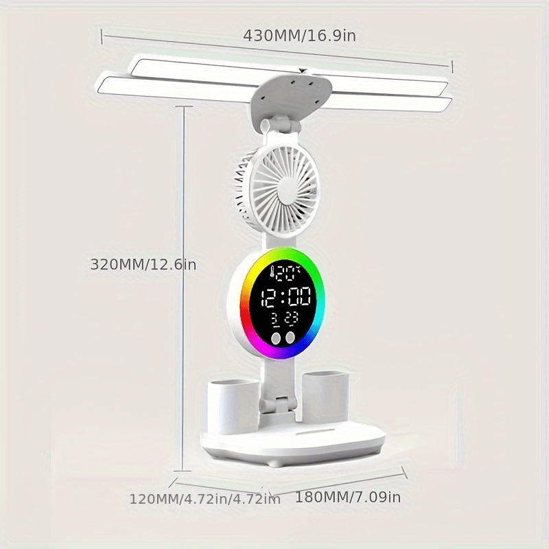 Limited Time Flash Deal 2025 New USB Smart Touch Control LED Desk Lamp - Dual Head, Adjustable Brightness and Color Changing Reading Light with Built-in Fan & Nightlight Eye Protection Design for Home Office Study in the Bedr