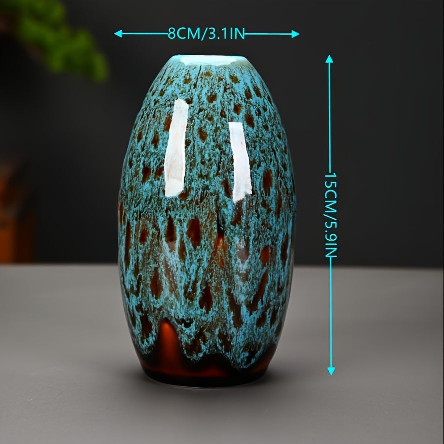 3pcs Blue Small Ceramic Flower Vases - Charming Matte Finish, Modern Boho Decor, Unique Mini Bud Vase Centerpieces For Home, Perfect For Coffee Table, Bookshelf, Mantel, Entrance