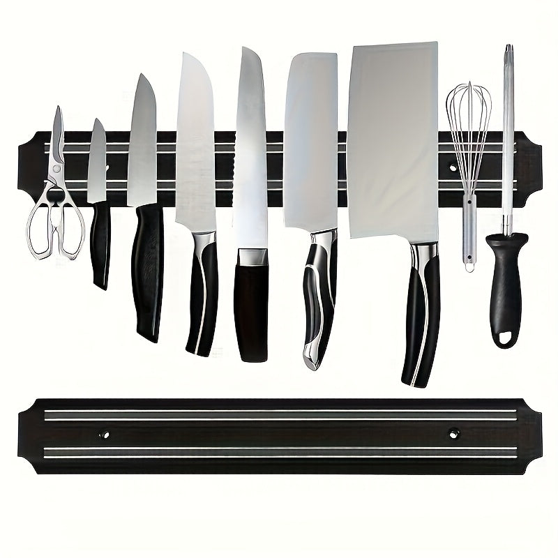 8-Tool Capacity Black Magnetic Wall Mounted Knife Rack - Stylish Kitchen Organizer for Knives, Scissors & More - Durable Plastic, Perfect for Home & Restaurant Use, Kitchen Organization | Modern Kitchen Accessory | Durable Pl