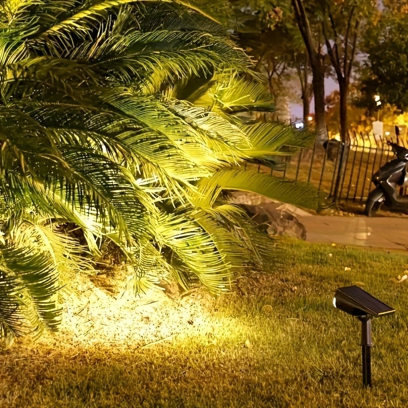 7LED Solar Powered Spotlight, Solar Charging, Wall Mount/Ground Stake Dual Use, Portable and Easy to Place, Landscape and Path Lighting, Flexible and Convenient Installation, Suitable for Porch, Fence, Yard Trees, Flower Beds