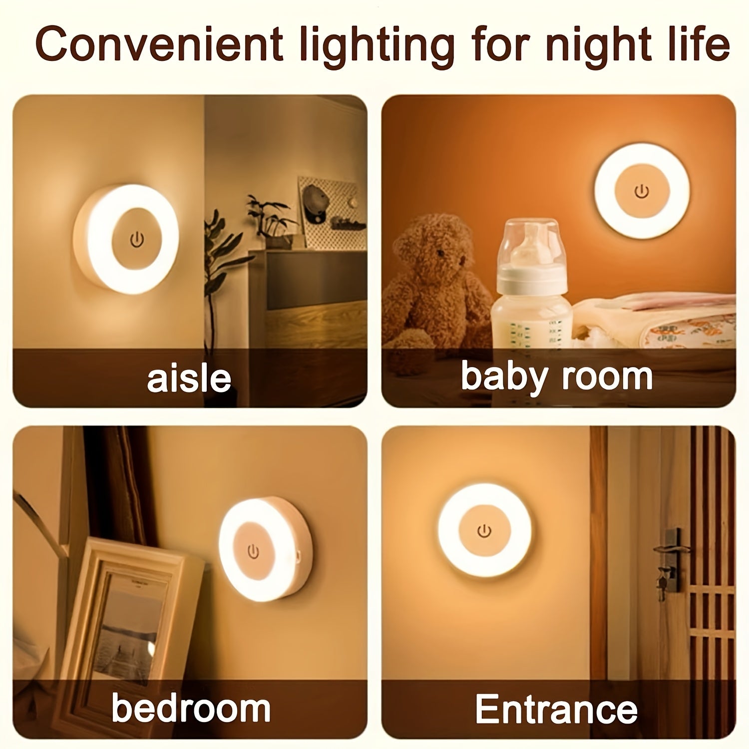 Modern LED Touch Night Light, Dimmable Bedside Lamp with Rechargeable 400mAh Lithium Battery, Warm/Cool White Light, Plastic Shade, Freestanding Design for Bedroom, Hallway, Living Room, Washroom, Closet - Battery-Powered & A