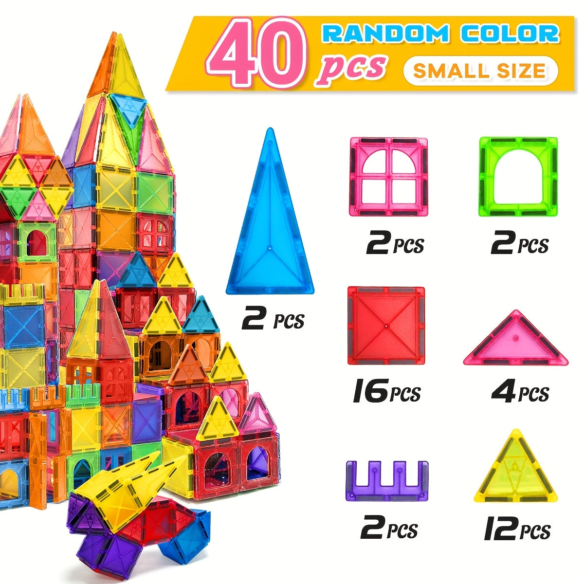 Magnetic Blocks 3D Magnet Building Blocks Set, STEM Educational Toys, Stacking & Puzzle Playset, Ideal Birthday Gift for 3+ Years Old, Creative Play Vibrant Construction Set Durable ABS Material