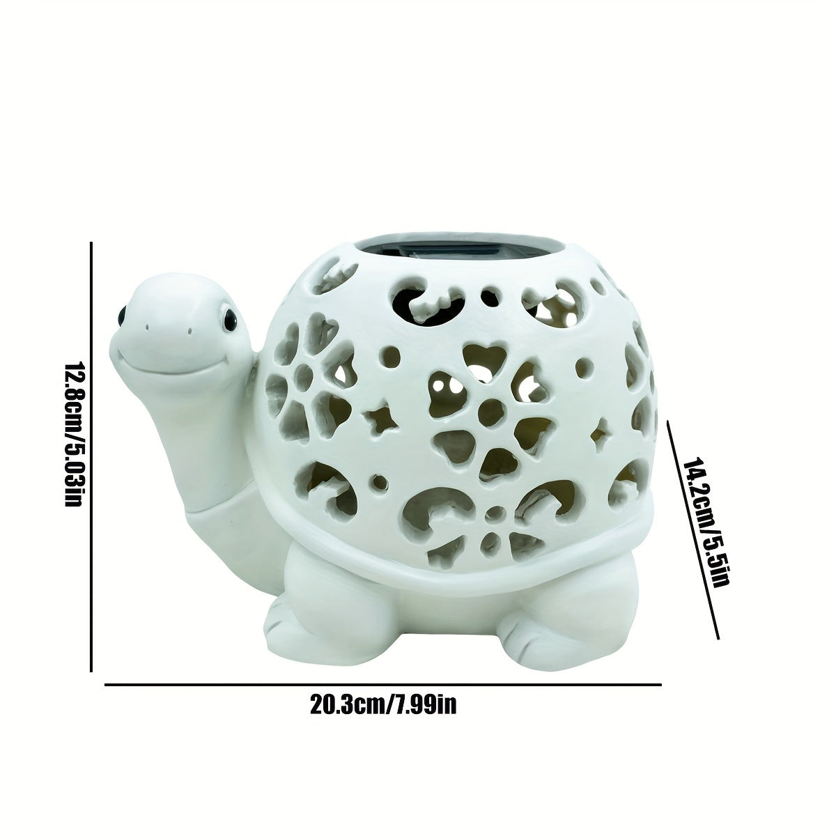 TortuLuz TT — Lámpara Solar de Jardín en Forma de Tortuga con Detalles Florales (Estilo Rústico, Resina)