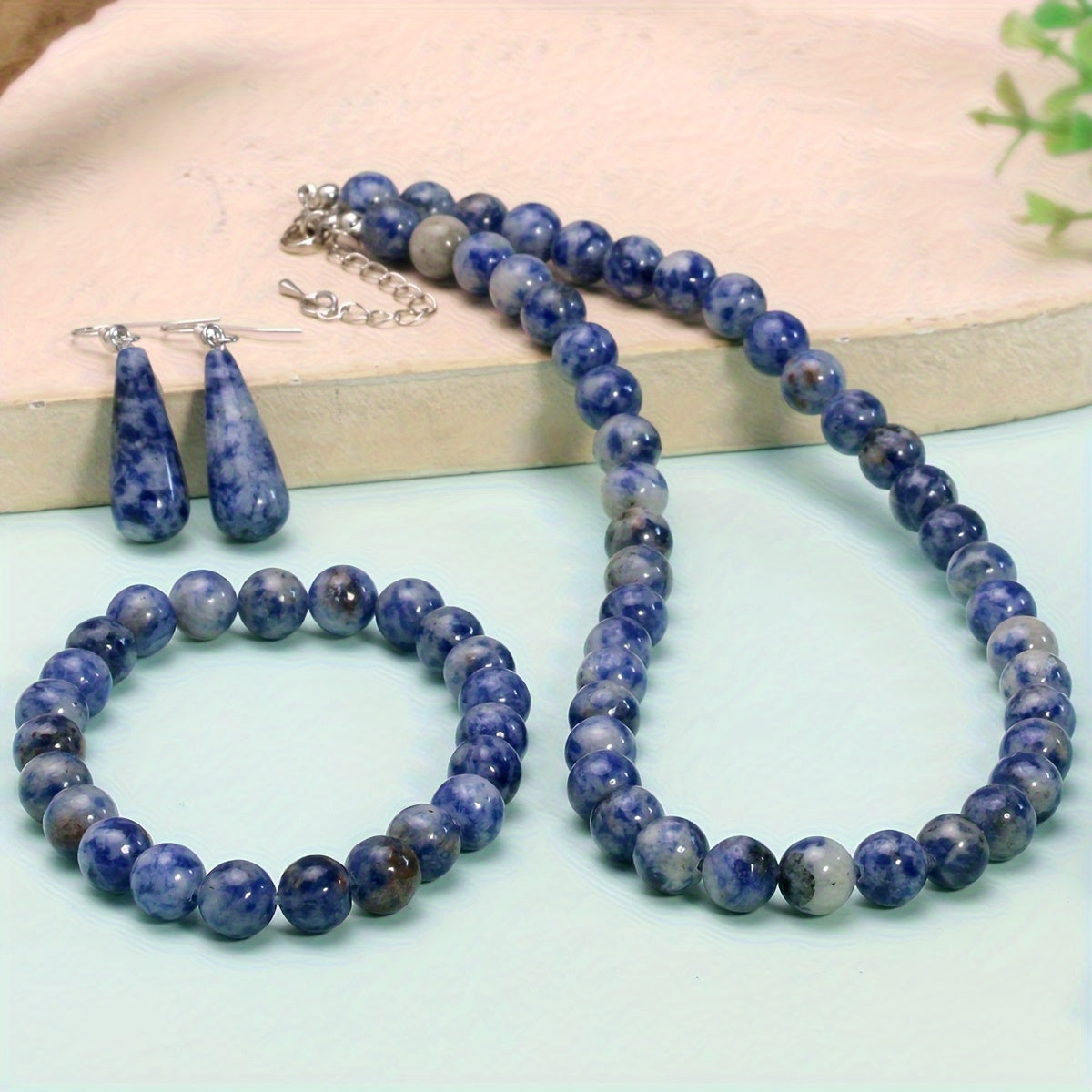 Ocean Spirit — Set de Collar, Pulsera y Aros con Piedras Azules