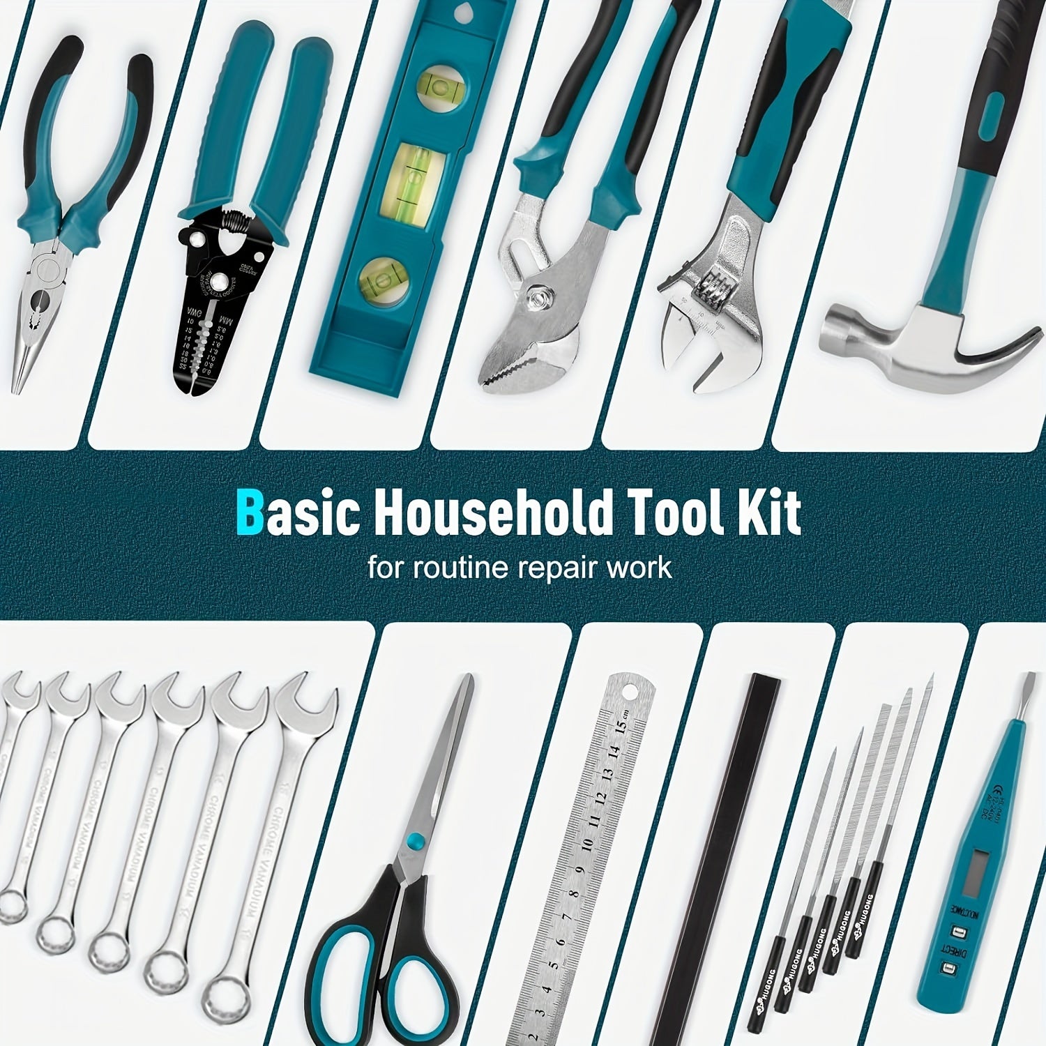 379pcs Complete Home Tool Kit - Portable Household & Auto Repair Tool Set with Drawer - General Purpose Hand Tools Storage Case - Comprehensive Basic Tool Box for Handyman, DIY & Homeowners - Alloy, Blue, No Assembly Required