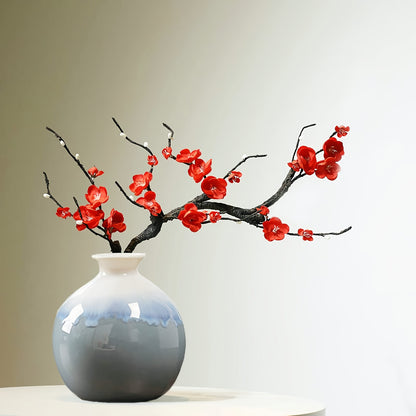 TrioZen VA — Set de 3 Jarrones de Cerámica Pequeños (Estilo Boho Minimalista, Patrón de Pintura en Tinta)