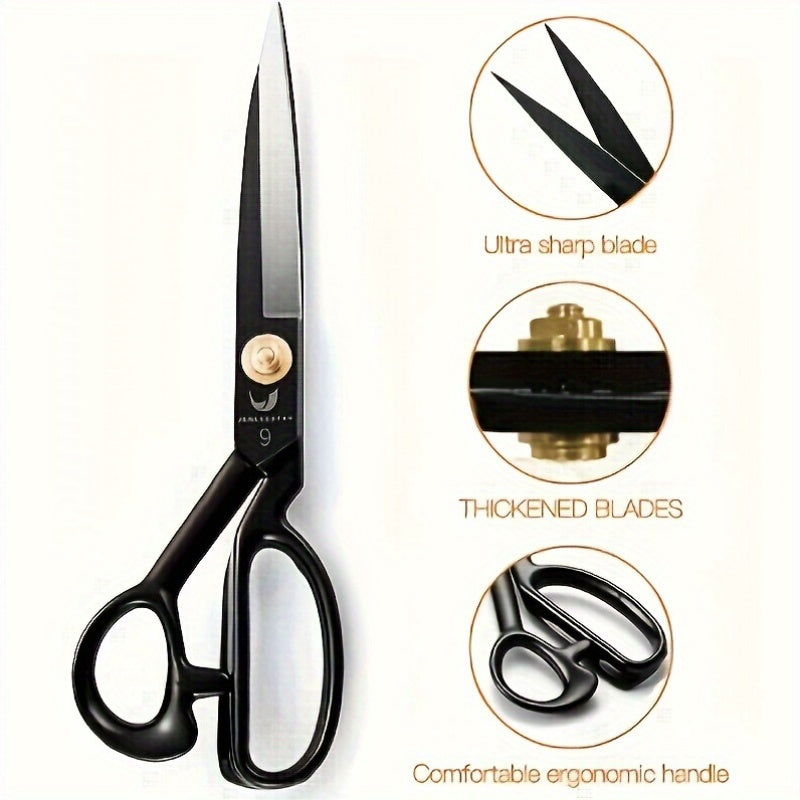 Professional Fabric Scissors - High Carbon Steel, Super Sharp Cutting Blades for Sewing and Crafting, Ideal for Cutting Cloth, Fabric, and Paper, Sewing Essentials | Professional Crafting Tools | Durable Fabric Scissors
