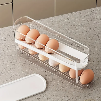 EggRoll LK — Porta Huevos Ajustable con Ruedas para Puerta de Refrigerador (Plástico Resistente, Apilable, Capacidad para 18 Huevos)