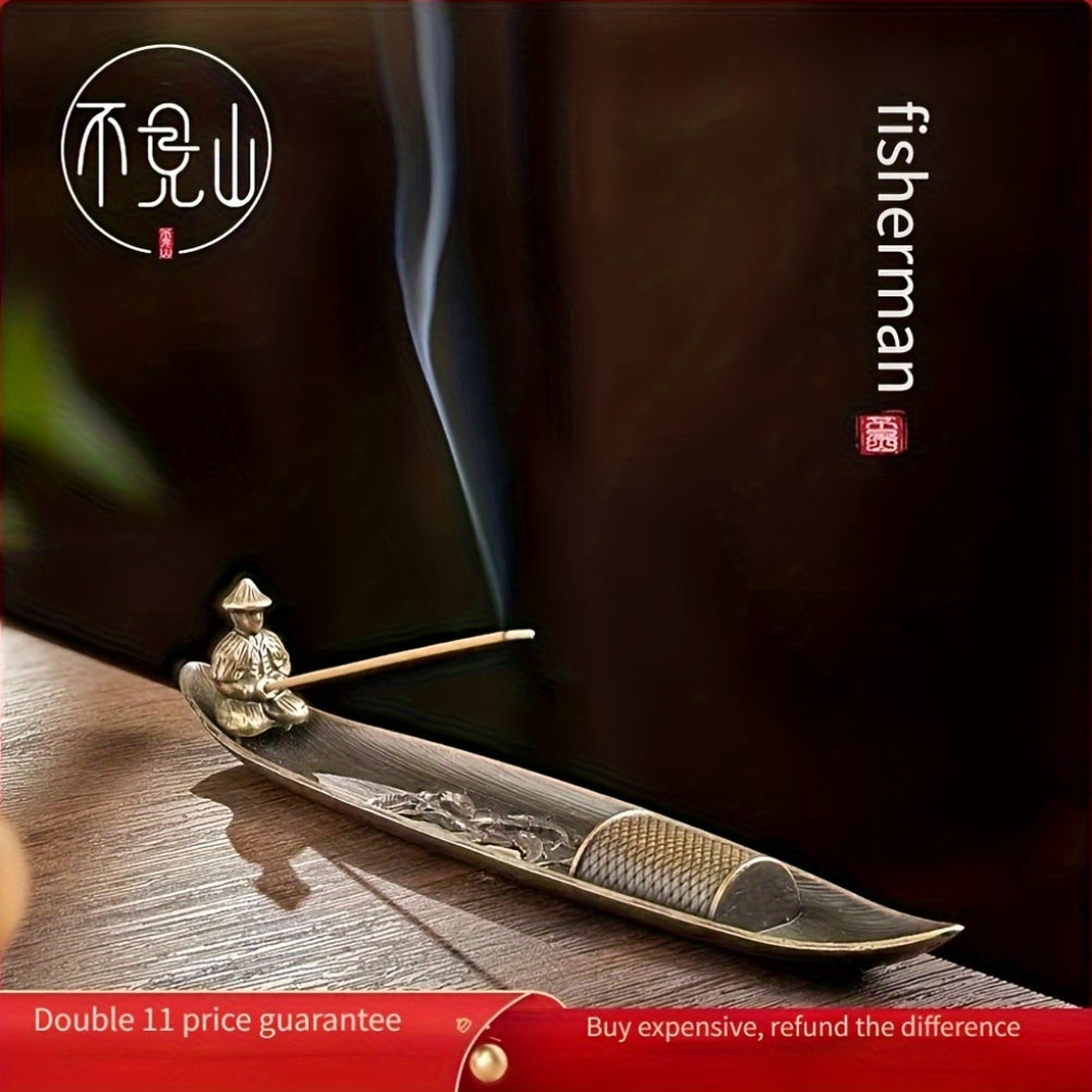 Traditional Metal Boat-Shaped Incense Burner with Intricate Dragon Design - Ideal for Christmas, Halloween, Easter, Hanukkah, Thanksgiving Home Decor - No Electricity Needed, Holiday Decor Accessory|Traditional Aesthetic|Deta