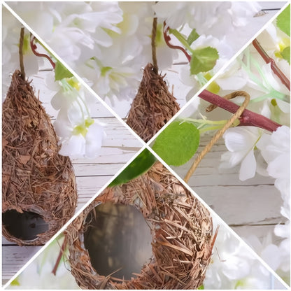 ColibriNest MM — Casa Colgante para Colibríes (Estilo Tejido a Mano, Textura de Pasto Natural, Plástico Duradero)