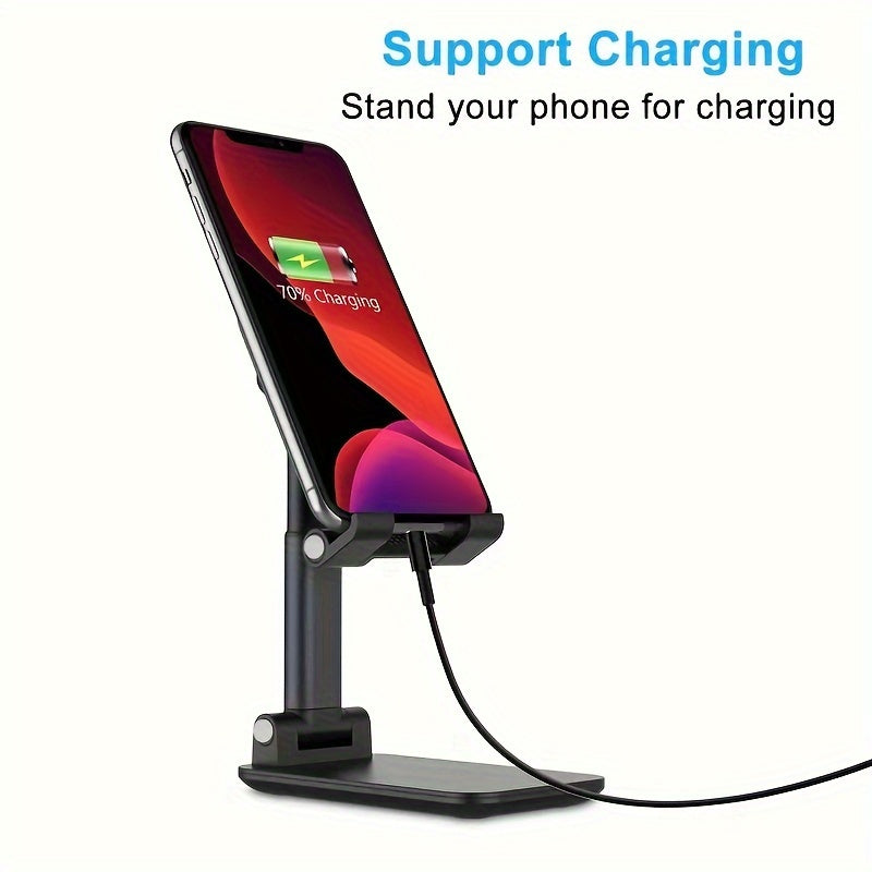 Adjustable Desktop Phone Stand Holder - Foldable, Height & Angle Adjustable, Non-Waterproof ABS Material, Universal for 10.16-20.32cm Devices, Ideal for Office & Bedroom, Compatible with iPhone iPad Samsung Tablets