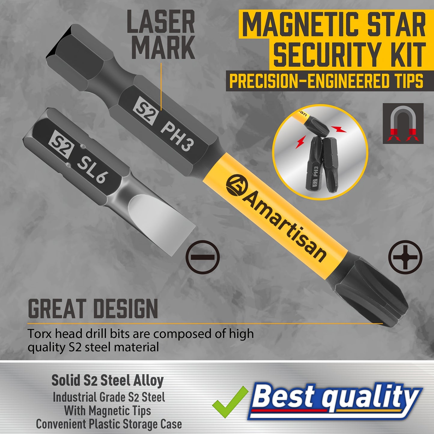 AMARTISAN ProBit 24 — Set of 24 Screwdriver and Drill Bits in S2 Steel