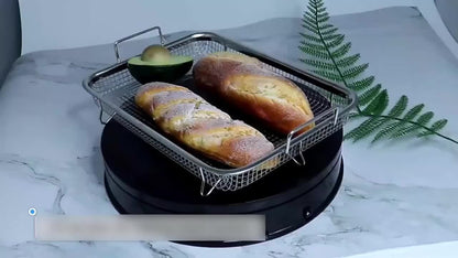 CrispyTray BY — Bandeja de Freír en Malla de Acero Inoxidable (Uso en Encimera, Diseño Seguro para Alimentos)