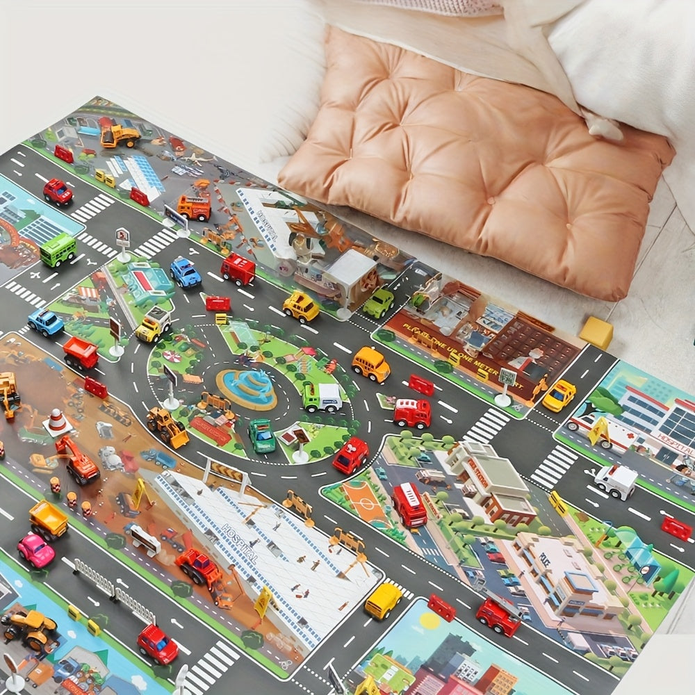 Popular Game City Theme City Traffic City Epidemic Prevention Engineering Map Field Scene Map Big Map Traffic Car Game Mat Non woven Fabric with Coating Waterproof and Moisture proof Mat