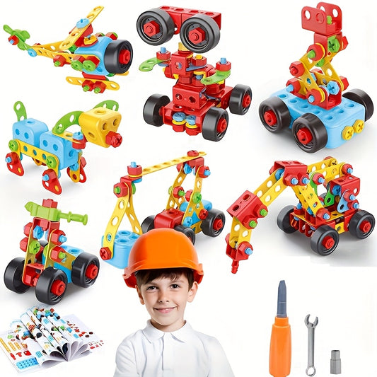 TecnoBloques RK — Set de Construcción con Tornillos y Herramientas (287 Piezas, Color Rojo, Tema Geométrico)