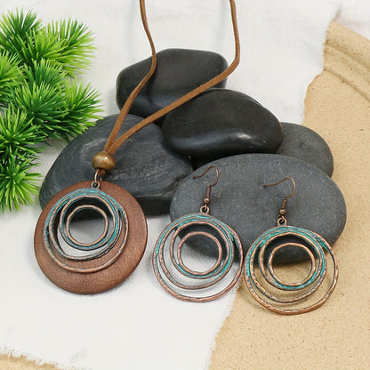 Tribal Essence — Set de Collar Doble y Aros Vintage (3 Piezas)