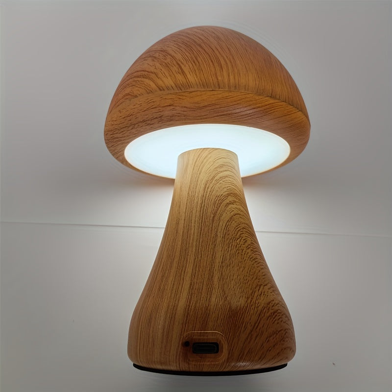 1pc rechargeable mushroom night light, 3color LED desk light, creative mushroom desk light, bedroom bedside light, dimmable LED lighting, home decor light, home warm gift, Valentine's Day gift