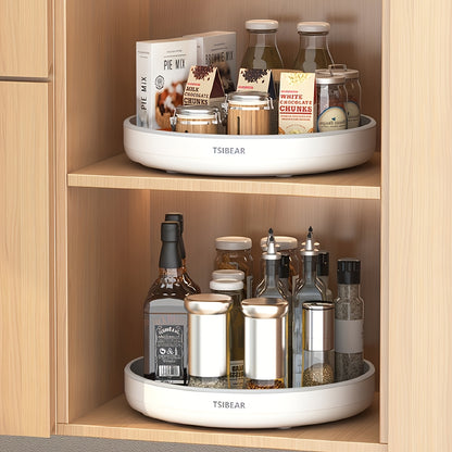 SpinShelf FT — Organizador Giratorio de Cocina 360° con Estantes Deslizantes (Plástico Blanco, Compacto y Multifuncional)
