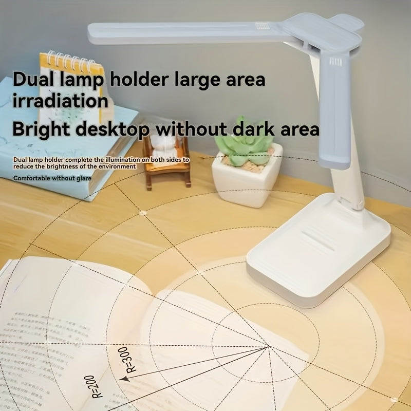 Multifunctional Dual-Head LED Desk Lamp with Touch Control, 3 Lighting Modes, USB Charging Port, and Dual Rockers - Ideal for Home Office, Dorm, Piano, and Nail Art, Home Office Desk Lamp