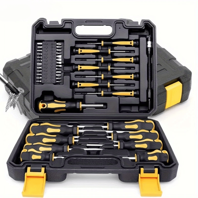 1 Box Upgraded Professional Screwdriver Set with Magnetic Drill Bit Holder - Chrome Vanadium Steel Material, Includes Slotted, Cross, Hex, Precision Tool Screwdriver - Durable Repair Kit for DIY and Industrial Use