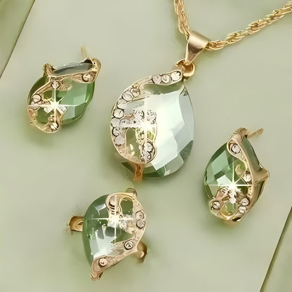 RealPluma TG — Set de Collares Vintage con Diseño de Pavo Real (3 Piezas, Aleación y Brillantes)